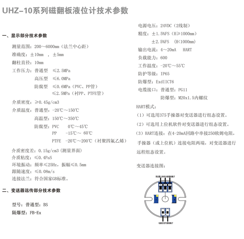 頂裝式磁翻板液位計(jì) UHZ-10B(圖1)